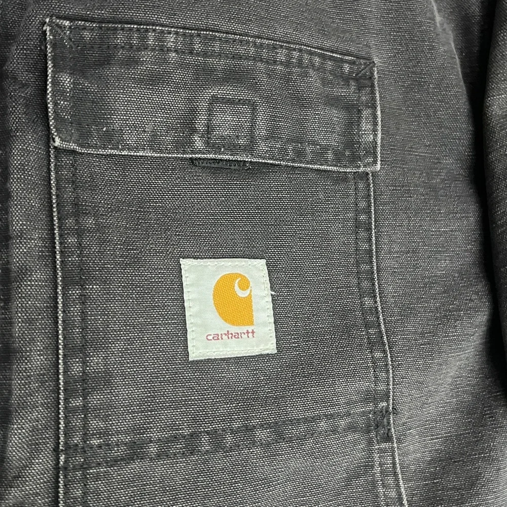 🔥🔥 Vintage CARHARTT Quilted Lined Black Canvas Work Arctic Chore Jacket 2XL‎